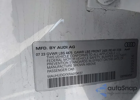 2024 Audi A3 Premium Plus 40 Tfsi Quattro S Tronic из США, поврежденный, VIN WAUHUDGYXRA019637